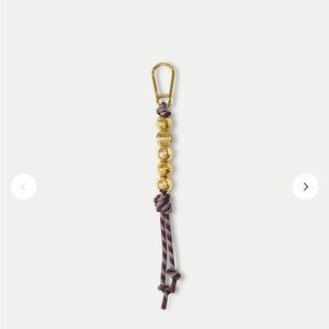 Veronica Beard Gold Bead Keychain with Burgundy and White Rope